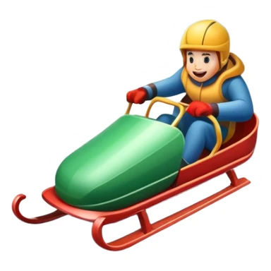 An icon featuring a sleek sled speeding down a snowy hill, with a snowy landscape and pine trees in the background. The motion lines and slight snow spray emphasize the thrill of the ride. Transparent background highlights the excitement and fun of sledding. sticker