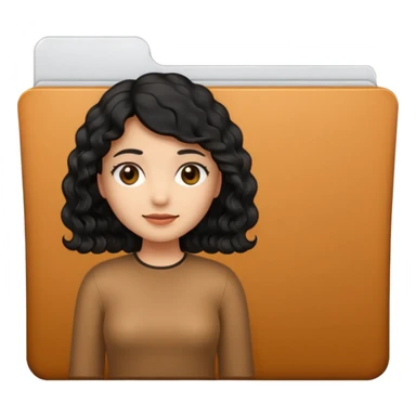 A **simple emoji-style icon** of a **black transparent plastic folder**, sleek and minimal, with **rounded corners**, subtle translucency, soft shading, and a **small logo of a canela-skinned girl with curly black hair** on the front.
 sticker