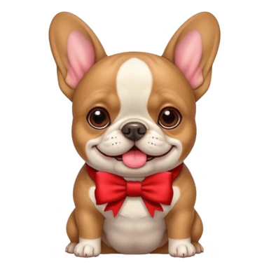 Make an emoji of a French bulldog and add a bow. sticker