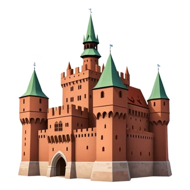 Cinematic Realistic Malbork Castle Landmark Emoji, depicted as an imposing medieval fortress rendered with rich detail and dramatic, historic lighting. sticker