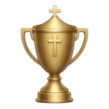 royal empty Christian trophy for the winner with a cross on royal background sticker
