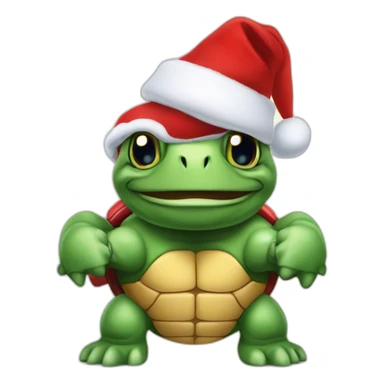Bodybuilder turtle CrossFit weight lift wearing Christmas hat sticker
