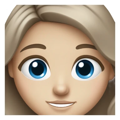 White girl with long brown hair and blue eyes sticker