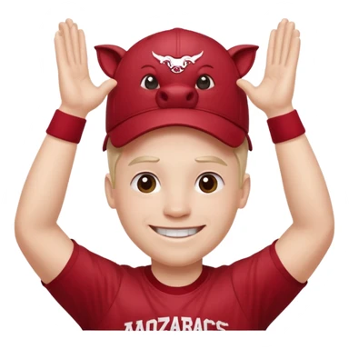Arkansas razorbacks fan with hands raised over head sticker