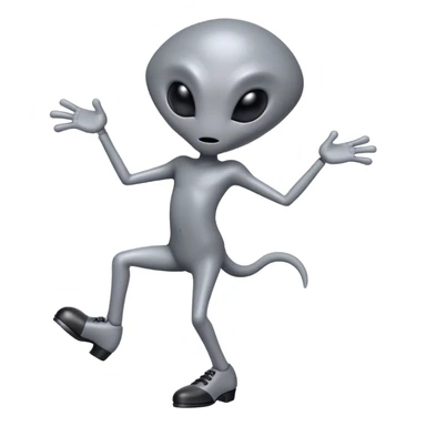 Gray alien tap dancing sticker
