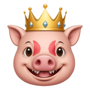 PIG SMILE LIKE CHARK FACE WITH CROWN  sticker