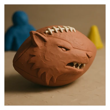 claymation style NFL football shaped like a wolf head sticker