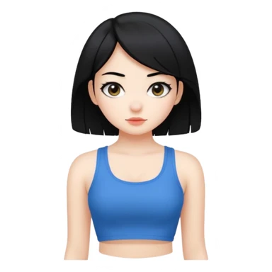 a black hair cute girl with white skin and Extreme Plung Crop Top. sticker
