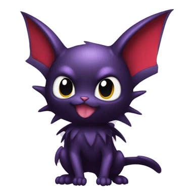Cool Cute Edgy Dark Black Red Purple Batty Chibi Noibat-Cat-Pokémon-Fakémon-hybrid sticker