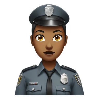 angry black police woman in light gray uniform sticker