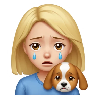 a very upset girl who lost her dog sticker
