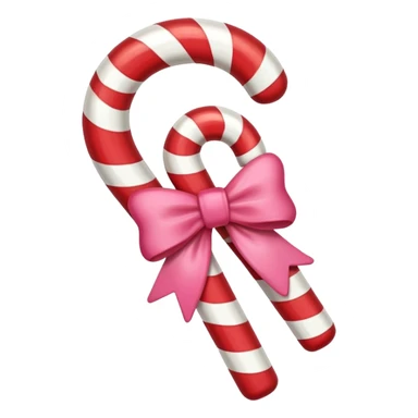 single candy cane with little pink bow sticker