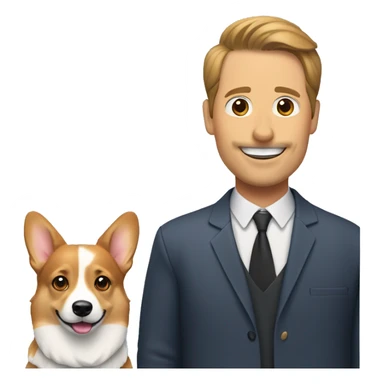 corgi with man and woman  sticker