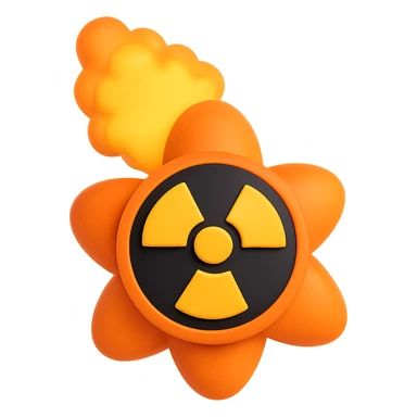 Add a radioactive symbol to the nuke symbol in 3D emoji style, with no background. sticker
