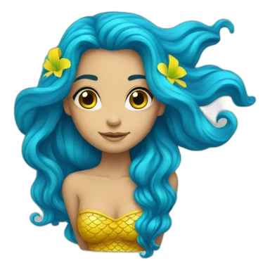 A mermaid with hair the color of the Ukrainian flag sticker