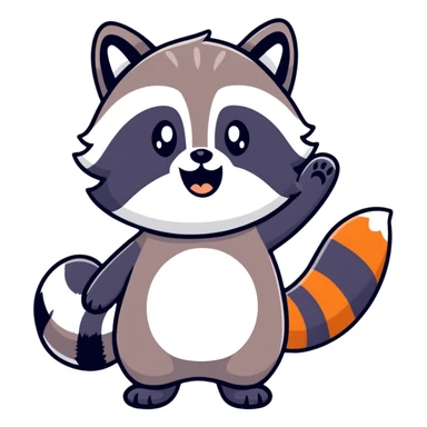 raccoon waving enthusiastically sticker
