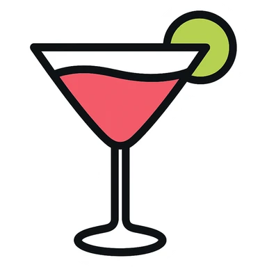 cosmopolitan cocktail in a martini glass, vibrant color sticker
