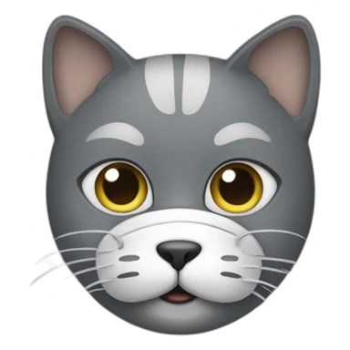 gray cat wearing a face mask sticker