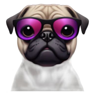 dog pug-in-gradient-red-purple-suit-with-and-black-sunglasses sticker