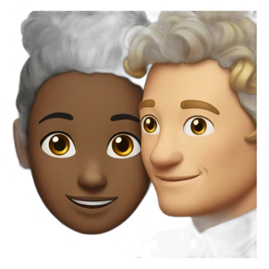 Simon Baker hug a black girl brown eyes and sblack hair in a bun sticker