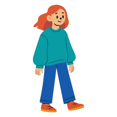 full body modern teenage girl wearing oversized sweater and pants sticker