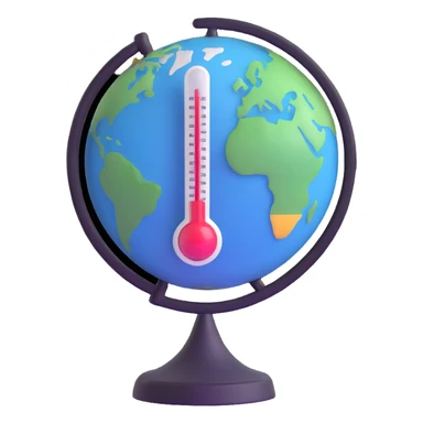 globe with a thermometer sticker