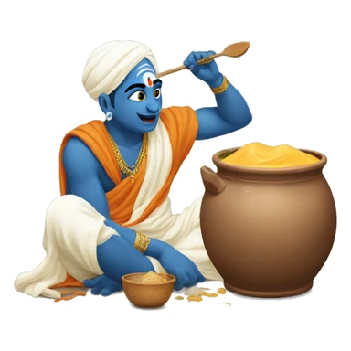 Make a emoji of krishna stealing curd from pot sticker