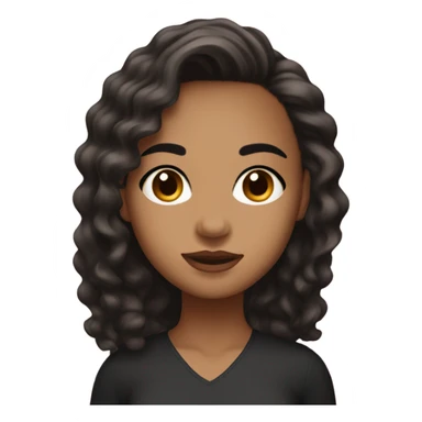 Beautiful girl, black, medium, wavy hair, Light, brunet, Skin, Black eyebrows sticker