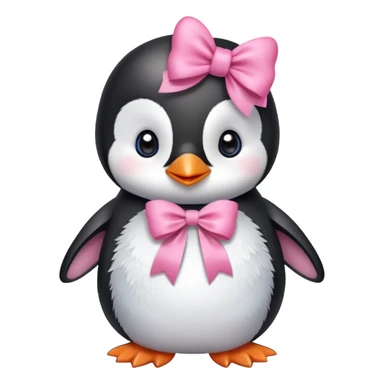 cute baby penguin with pink bow sticker