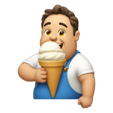 Fat man eating ice cream  sticker