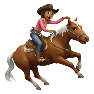 Cowgirl riding a horse catching a cow sticker