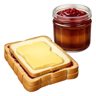 make a 2 slice of bread with butter and jam on top of it with not face sticker