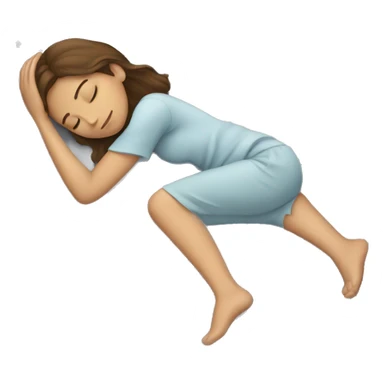 Girl with brown hair sleeping on gray pillow  sticker