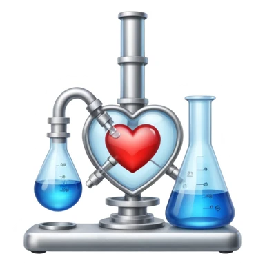 Heart emoji with things of laboratory  sticker