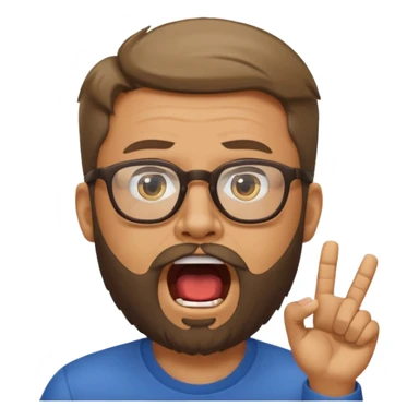 a guy with a beard, glasses and shouting : "FA, FA-TE INCOA" sticker