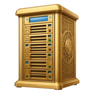 frontview golden ancient computer server sticker