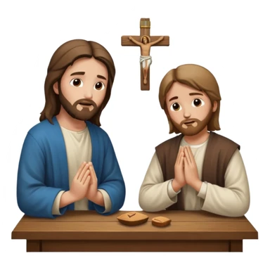 jesus en la mesa orando con una adolescente sticker