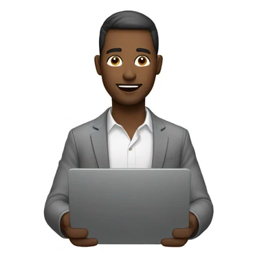 man with laptop and headsphone sticker