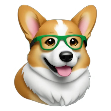 corgi with accountant green visor sticker