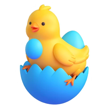 Cute yellow chick hatching from Easter egg sticker