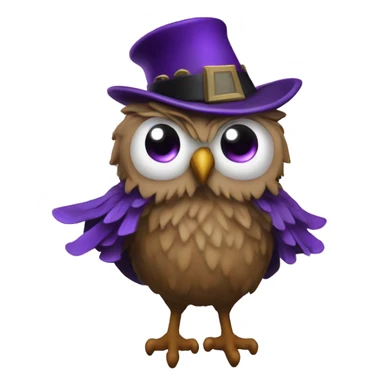 magician wizzard owl violet wizzard hat sticker
