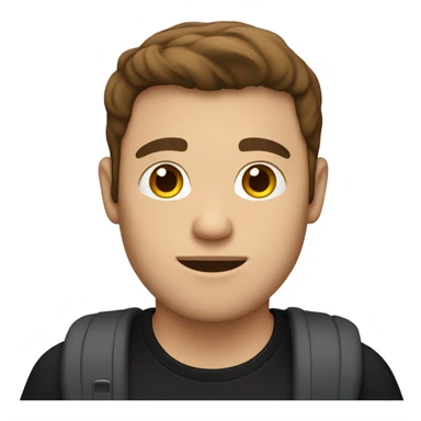 The guy with the MacBook: brown hair, brown eyes, black T-shirt, hair on end sticker