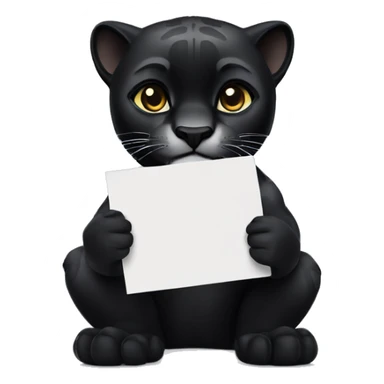A black panther holding a white sheet of paper in its paws sticker