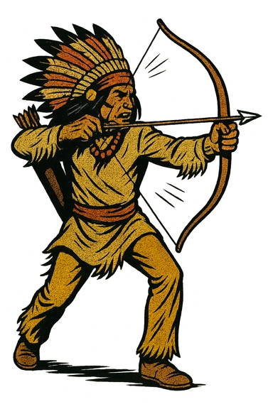 The full body of A native American chief with bow and arrow in the 1870s in the American West sticker