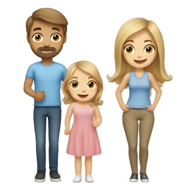Mum, Brown hair,  Dad, Blond hair with Baby  sticker