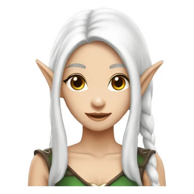 Asian feminine body slim long white hair elf leather costume sticker