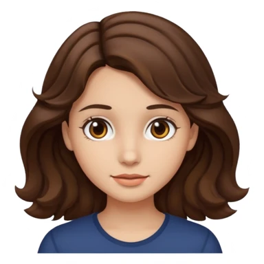A girl with medium wavy brown hair, dark brown eyes, and fair skin sticker