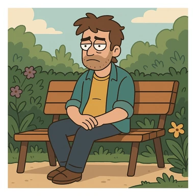 person sitting on a bench in a garden sticker