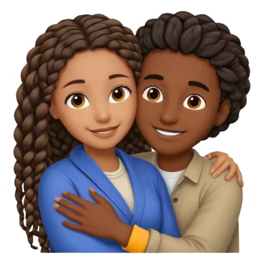 dark skin, black girl with black and brown braids, hugging her middle eastern boyfriend with wavy brown hair and medium to light skin sticker