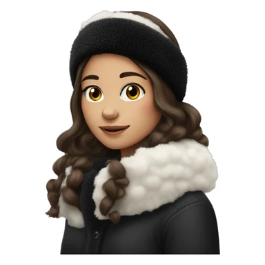 pretty brunette girl wearing black fuzzy headband for winter sticker